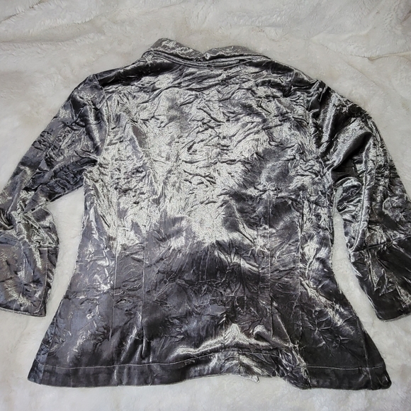 Crushed Velvet Jacket Gray Cocktail Hour Layering Women's Petite Large Cardigan - Picture 5 of 8